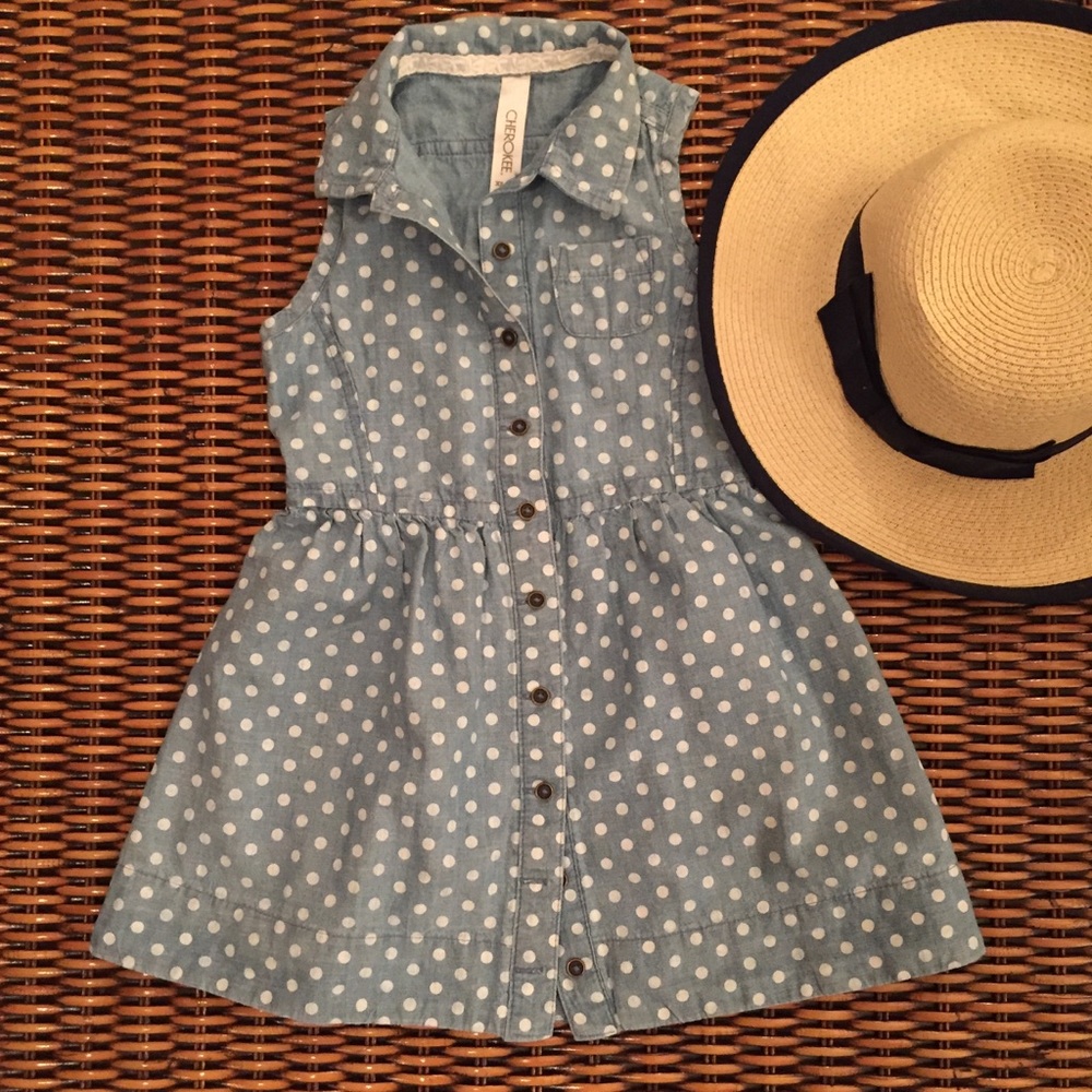 Girls XS 4/5 Polka dot Denim Dress